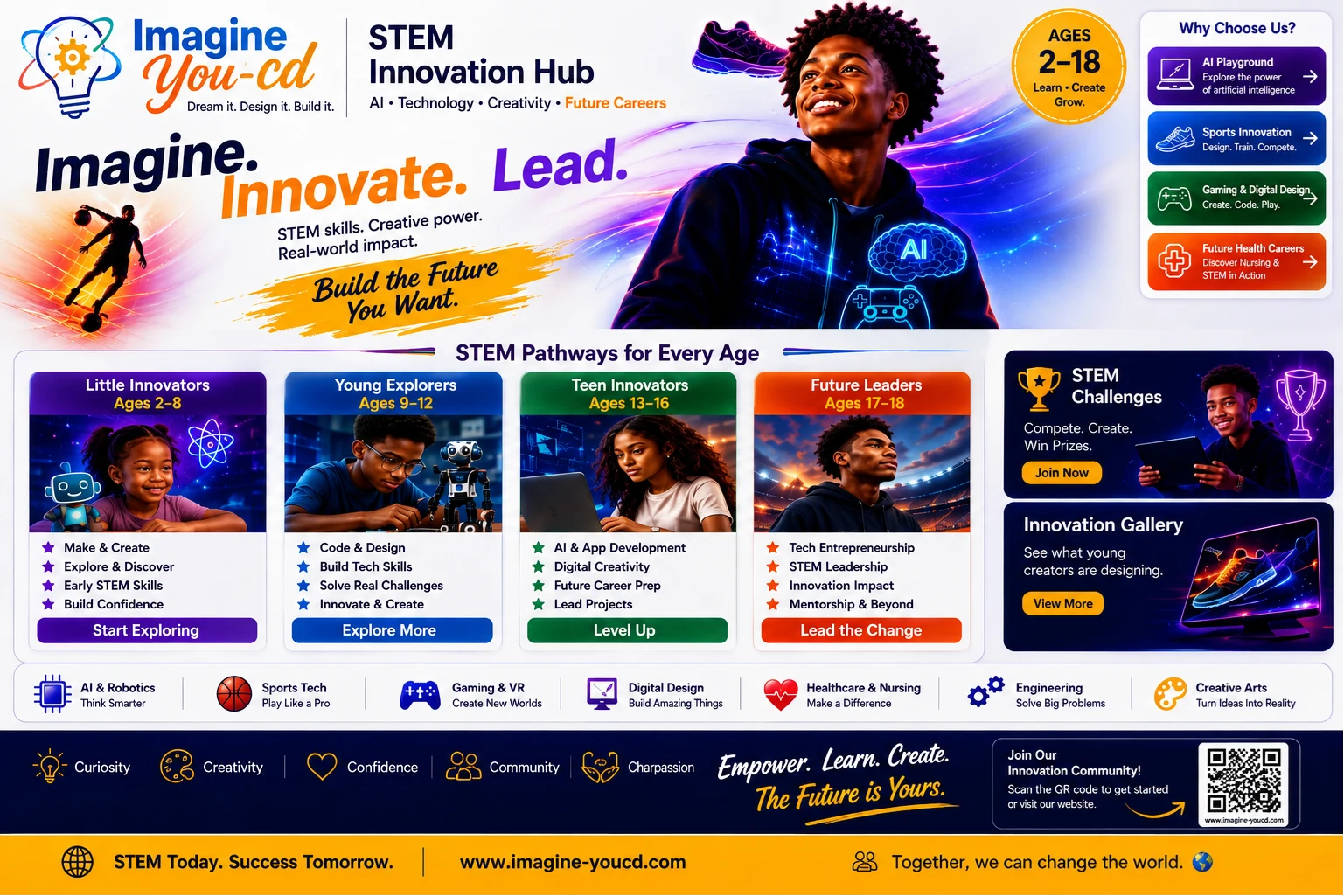 Imagine You-cd STEM Innovation Hub flyer for ages 2 to 18